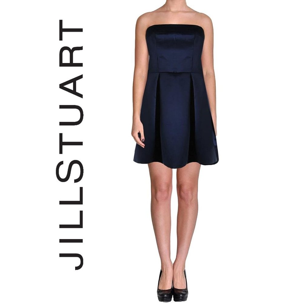 JILL STUART NAVY BLUE SATIN Open Back CUT-OUT BOW Dress! NWT! SIZE 8!